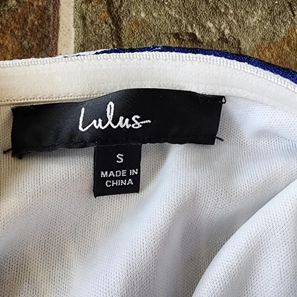 NWT Lulus Delphi Greek Isles Romper S Jumpsuit Blue and White - Picture 5 of 7